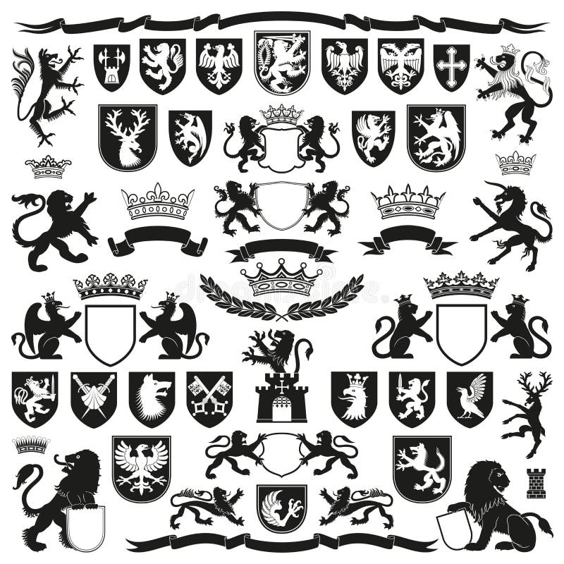 HERALDIKsymboler och dekorativa beståndsdelar royaltyfri illustrationer HERALDIKsymboler och dekorativa beståndsdelar royaltyfri illustrationer