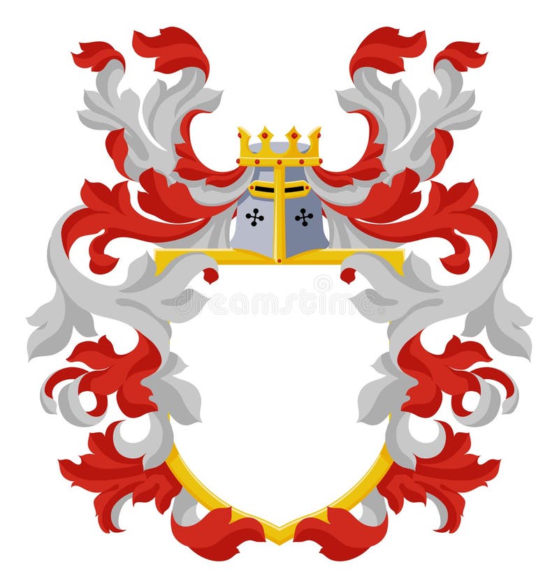 Herbowy Herb, Hełm Rycerski, Tarcza Rodzinna ilustracji
