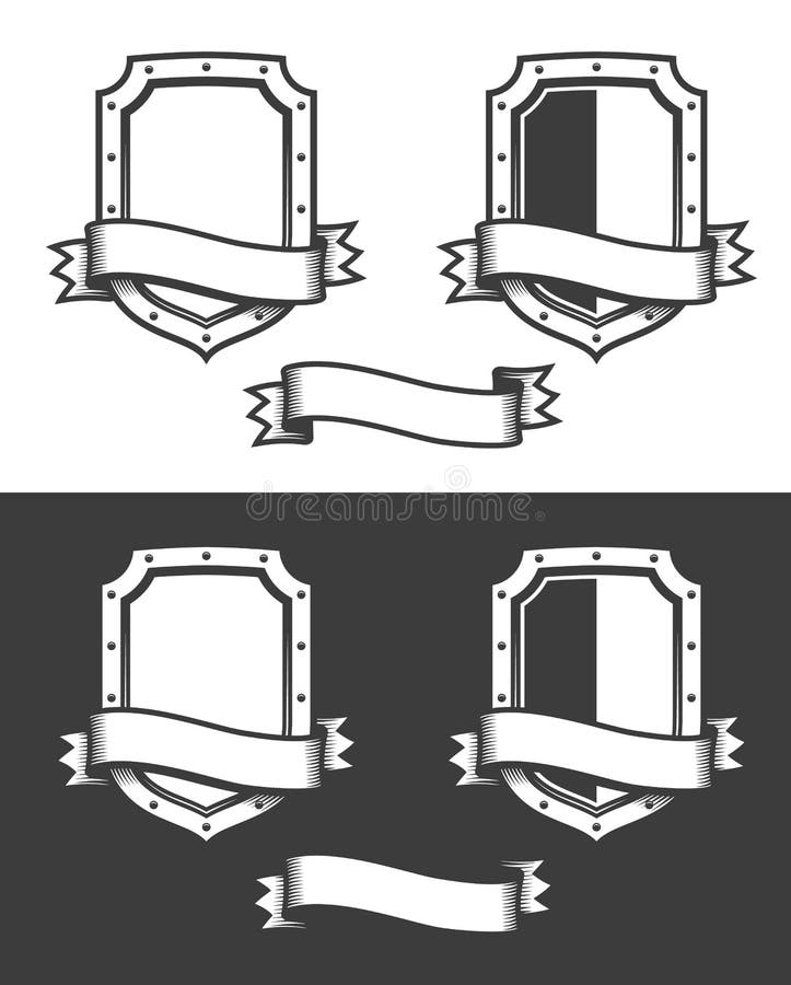 Heraldyczna średniowieczna osłona z faborkiem royalty ilustracja Heraldyczna średniowieczna osłona z faborkiem royalty ilustracja