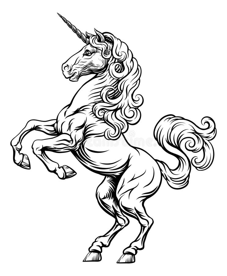 Heraldyczny heraldyczny herb konia jednorożnego royalty ilustracja