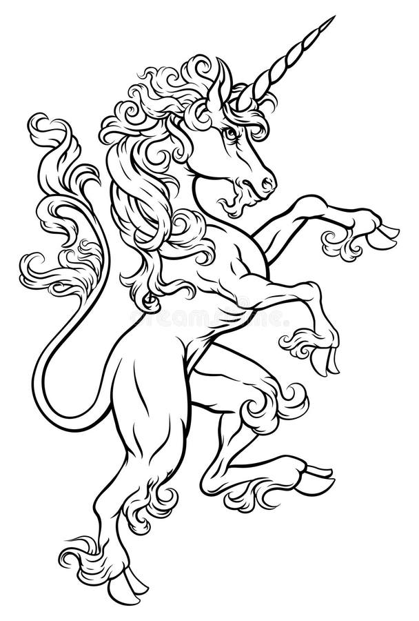 Heraldyczny heraldyczny herb konia jednorożnego ilustracja wektor