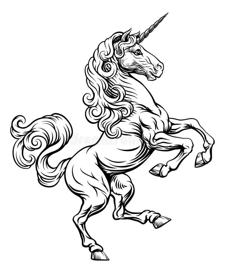 Heraldyczny heraldyczny herb konia jednorożnego royalty ilustracja
