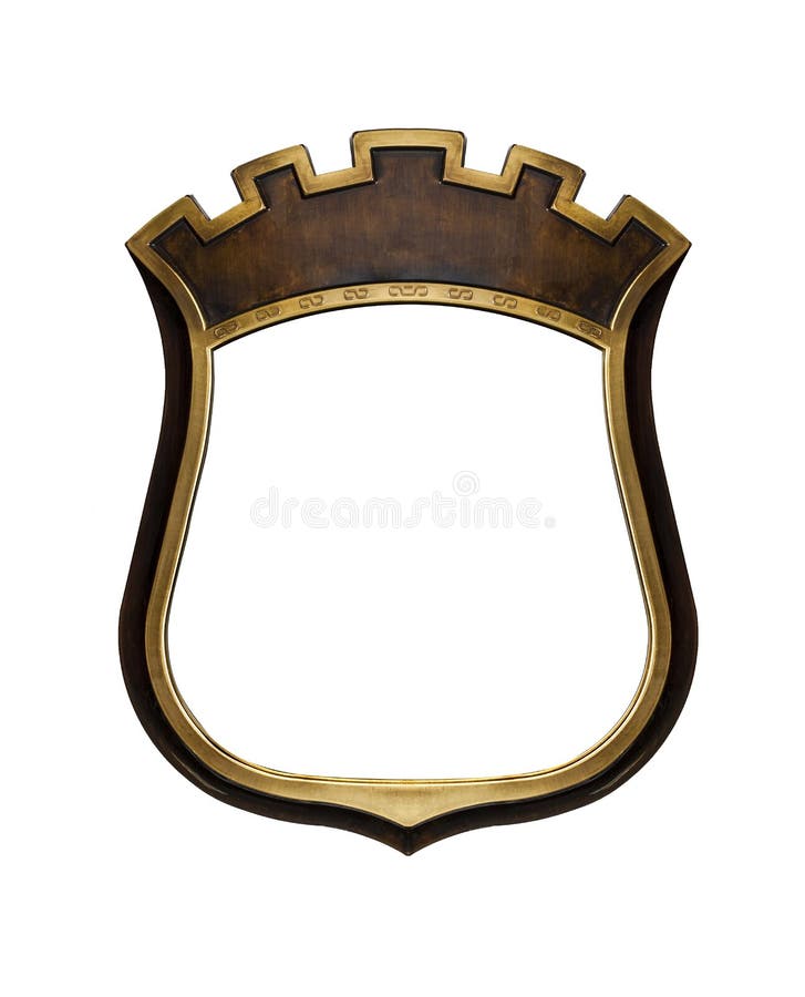 Heraldyczny osłona dyplom w drewnianej ramie odizolowywającej na bielu ilustracji Heraldyczny osłona dyplom w drewnianej ramie odizolowywającej na bielu ilustracji