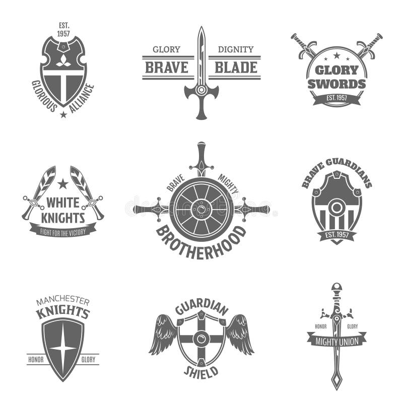 Heraldyczny żakiet ręk etykietki ustawiać ilustracji