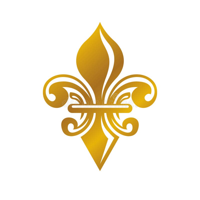 Heraldyczny żakiet ręka dekoracyjny emblemat z leluja kwiatem, złoty ilustracja wektor