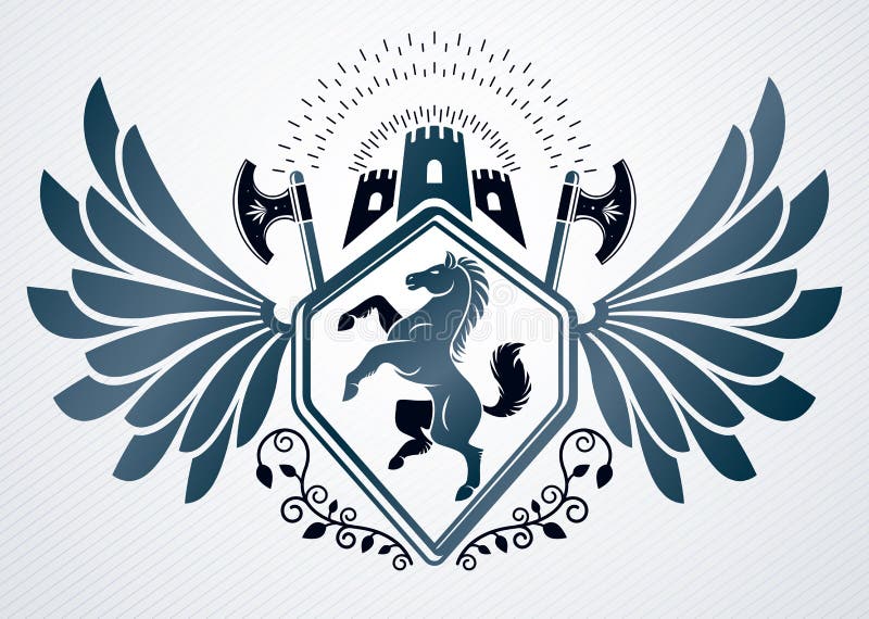 Heraldyczny żakiet ręka rocznika dekoracyjny emblemat, wektorowy illustra royalty ilustracja Heraldyczny żakiet ręka rocznika dekoracyjny emblemat, wektorowy illustra royalty ilustracja
