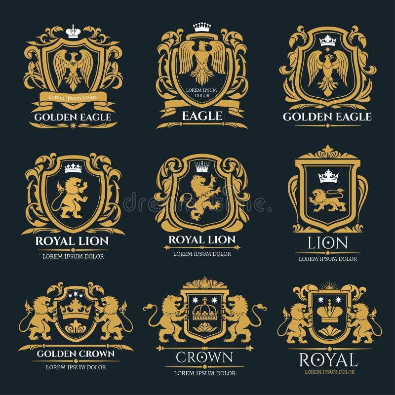 Heraldyczny żakiet ręki z lwem i orłem royalty ilustracja