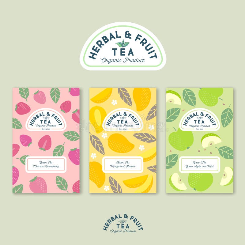 Herbal and Fruit Tea Logo and Label. Fruit, Berries, Leaves and Flowers ...