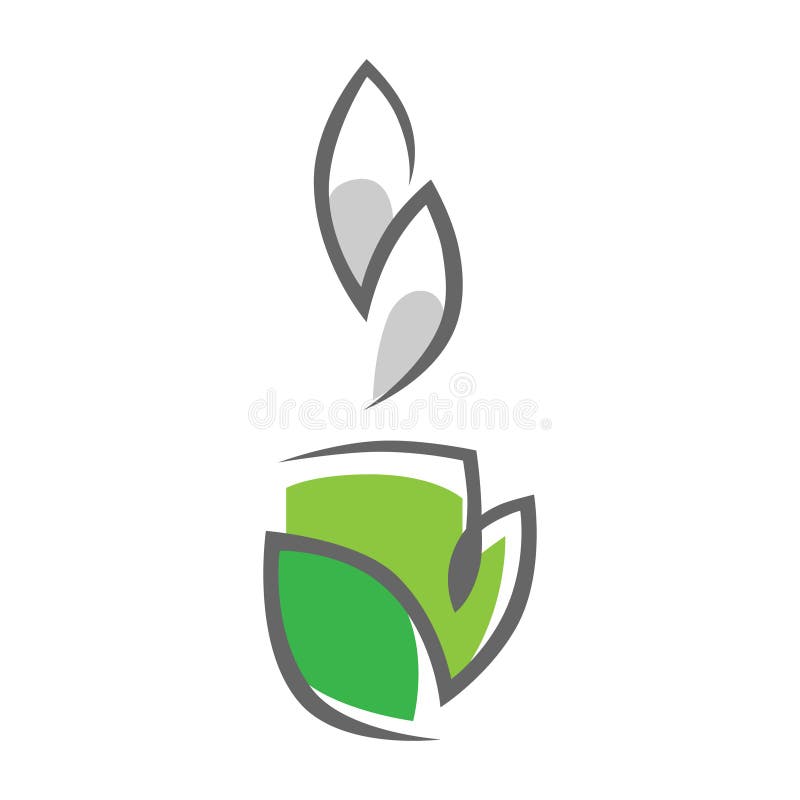 Herbal Green Tea Cup Symbol, Icon on White Stock Vector Illustration