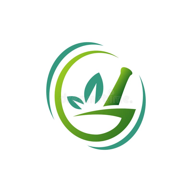 Herbal Medical Foliing Natural Pharmacy Logo Conception de vecteurs
