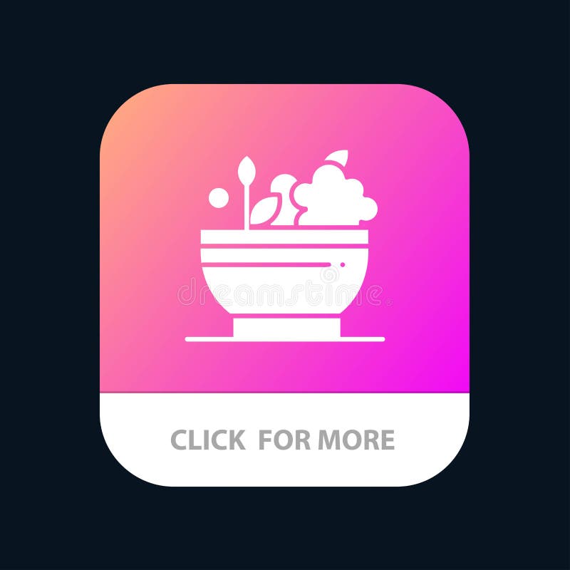 Herbal, Medicine, Natural, Bowl Mobile App Icon Design Stock Vector