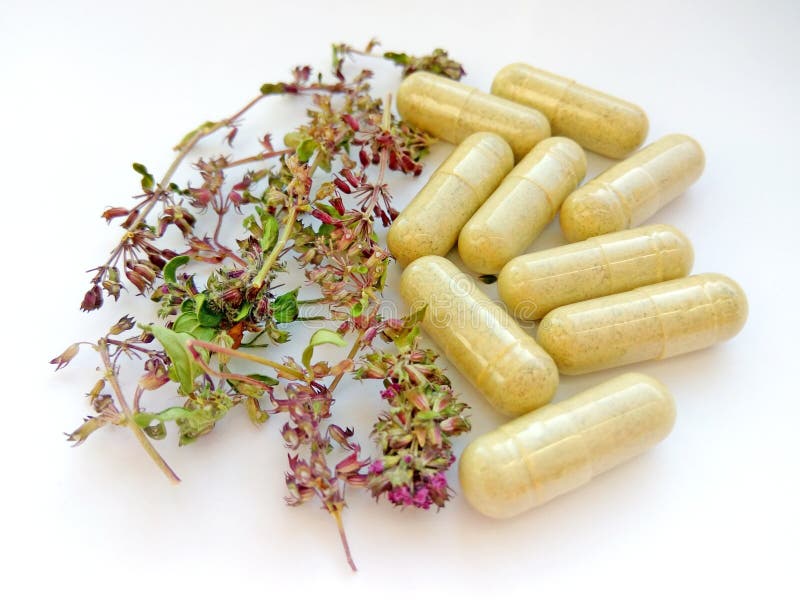 Herbal Medicine Pills with Dry Natural Herbs on White Background. Concept  of Herbal Medicine and Dietary Supplements, Biologically Stock Photo -  Image of active, healing: 141832108