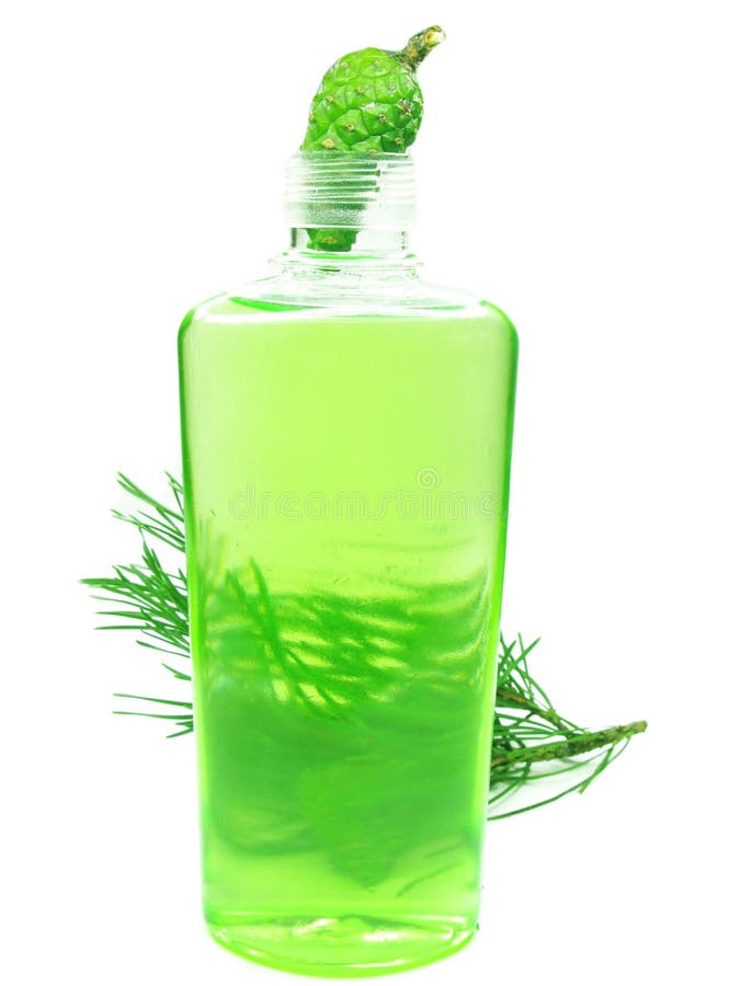 Herbal shampoo bottle with fir essence