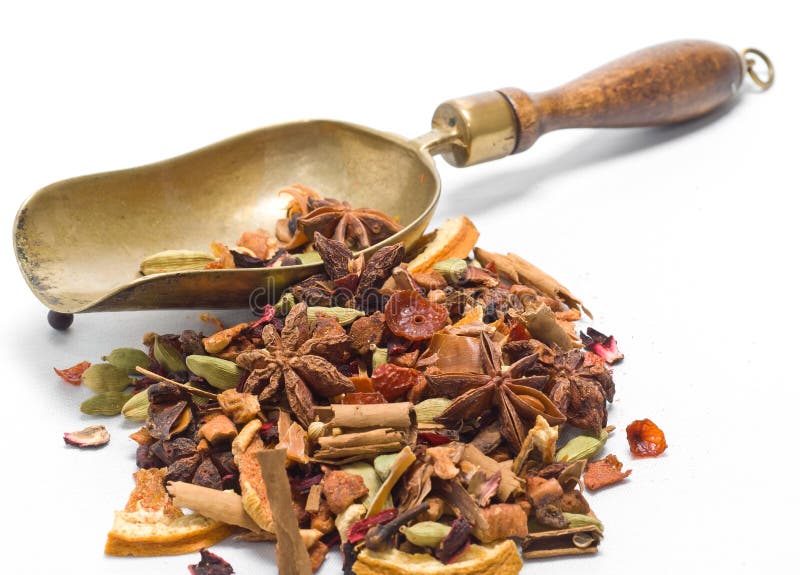 Herbal Tea with Leaves, Fruits and Herb Stock Photo Image of herb