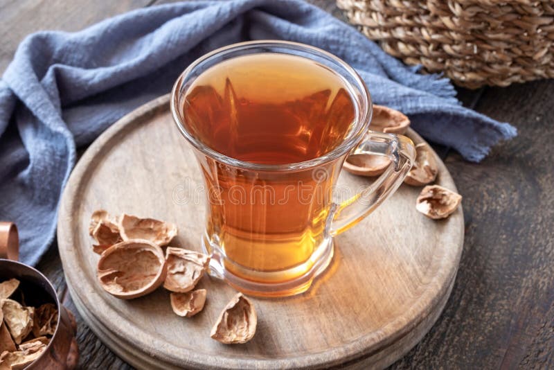 Herbal Tea Made from Walnut Shells Folk Remedy for Cough Stock Image