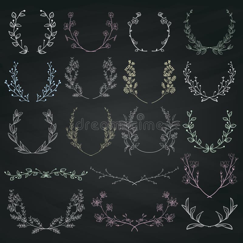Herbes, plantes et fleurs Branches, lauriers, parenthèses illustration de vecteur Herbes, plantes et fleurs Branches, lauriers, parenthèses illustration de vecteur