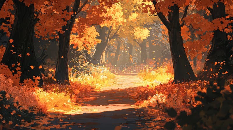 Herbstabenteuer bezaubernde Waldlandschaft lebhafte Atmosphäre, ruhige Aussicht rustikale Schönheit lizenzfreie abbildung