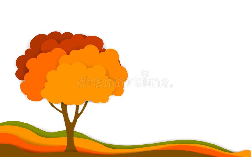 Herbstfallbaum im digitalen überlagerten Effektpapier schnitt Art, lokalisierten Vektor lizenzfreie abbildung