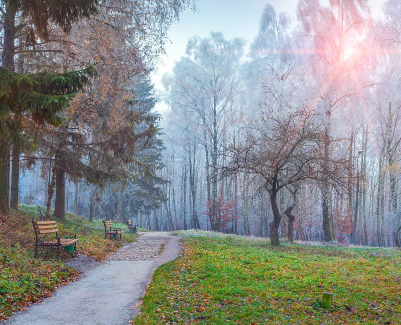 Herbstlandschaft im Park lizenzfreie stockfotos Herbstlandschaft im Park lizenzfreie stockfotos