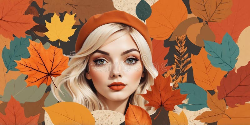 Herbstthematische Retro-Vibes in einer Schnitt-und Paste ai generiert stock abbildung
