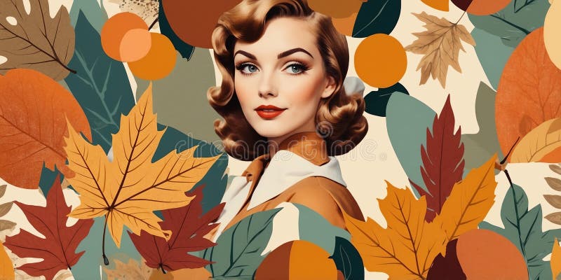 Herbstthematische Retro-Vibes in einer Schnitt-und Paste ai generiert lizenzfreie abbildung
