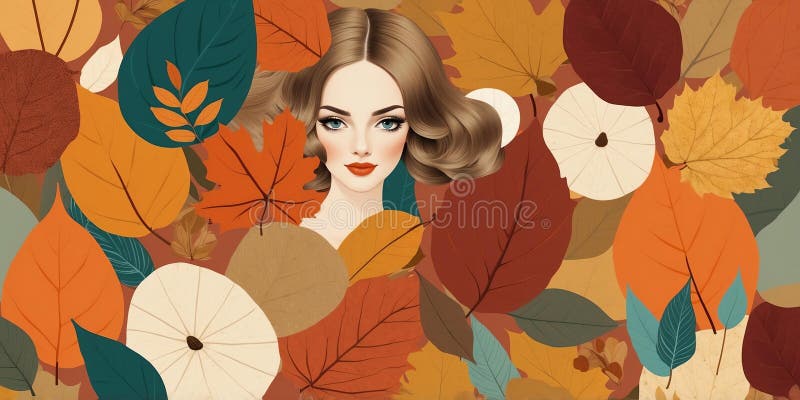 Herbstthematische Retro-Vibes in einer Schnitt-und Paste ai generiert stock abbildung