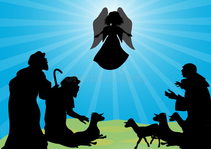Herdar och ängelkontur royaltyfri illustrationer Herdar och ängelkontur royaltyfri illustrationer