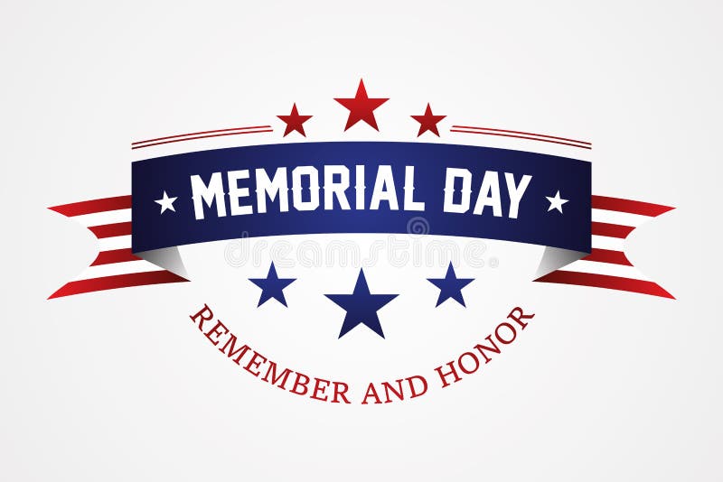 Herdenkingsdag - Amerikaans vlaglint met het van letters voorzien van Memorial Day vector illustratie Herdenkingsdag - Amerikaans vlaglint met het van letters voorzien van Memorial Day vector illustratie