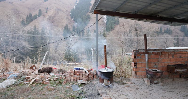 Herder`s simple kitchen under tianshan mountain, adobe rgb