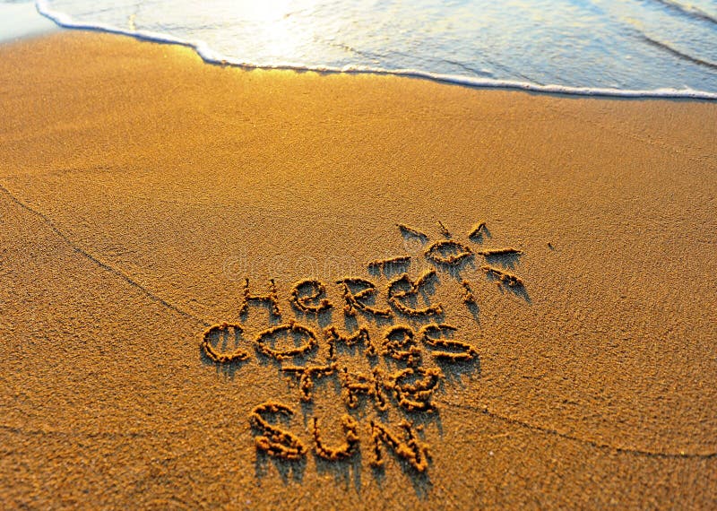 Here comes the sun, summer beach scene