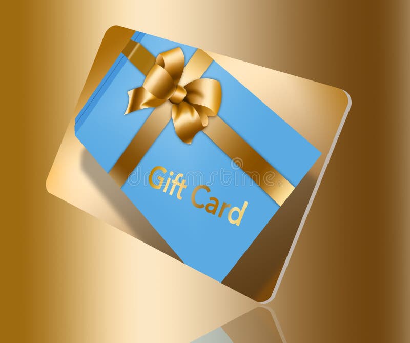 Here is a Gift Card with a Gift Box Design that Includes a Gold Bow and
