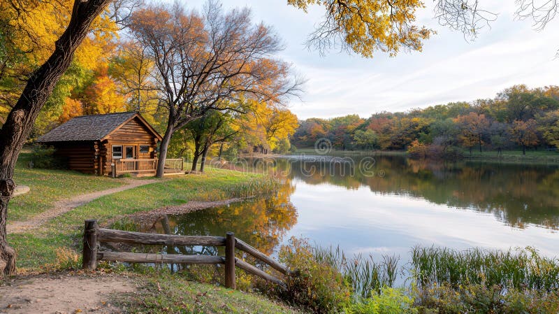 Herfstmeer met Hut vector illustratie