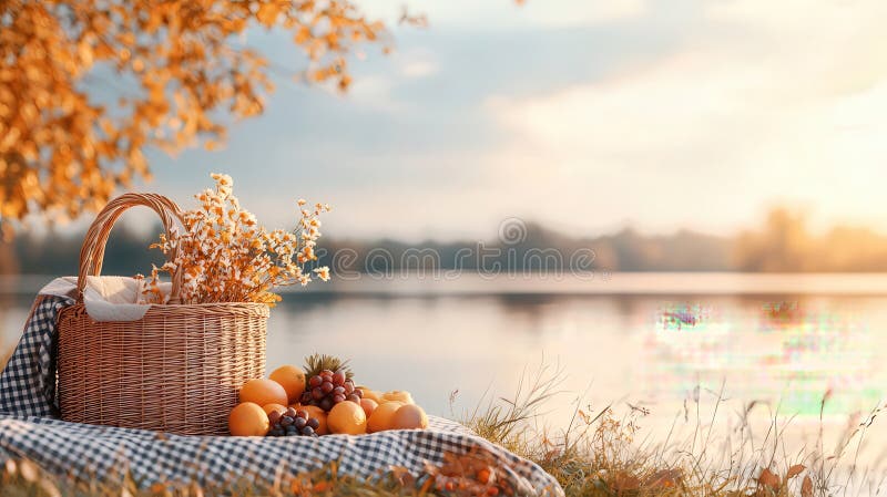 Herfstmeer met Oogst vector illustratie