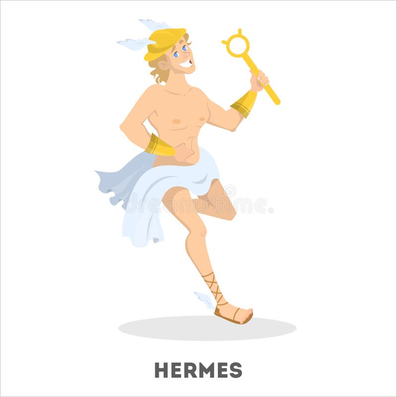 Hermes Ancient Greek God Character. Man in Winged Sandals Stock Vector ...