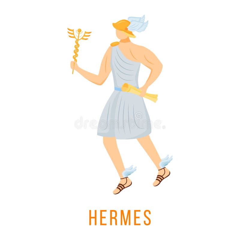 Hermes Flat Vector Illustration Stock Vector - Illustration of deity ...