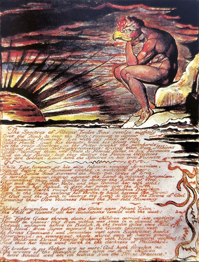 the image describes a hermetic esoteric illustration by william blake, the muse of fantasy is illuminated by the sun, the bird's head could be inspired by the moon dragon in agrippa's de occulta philosophia. the image describes a hermetic esoteric illustration by william blake, the muse of fantasy is illuminated by the sun, the bird's head could be inspired by the moon dragon in agrippa's de occulta philosophia