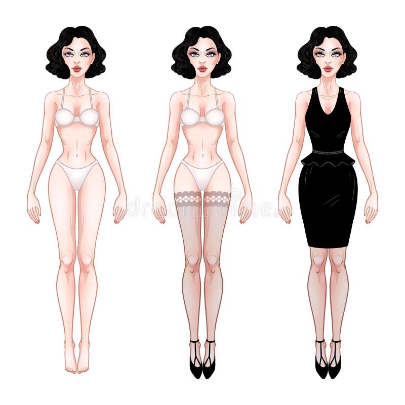 Hermosa Joven Mujer, Plantilla De Muñeca De Papel, Ropa Interior Y Ropa De Noche, Modelo De Chica Morena, Ilustración Vectorial Ilustración del Vector - Ilustración de mujer, hermosa: 157247099