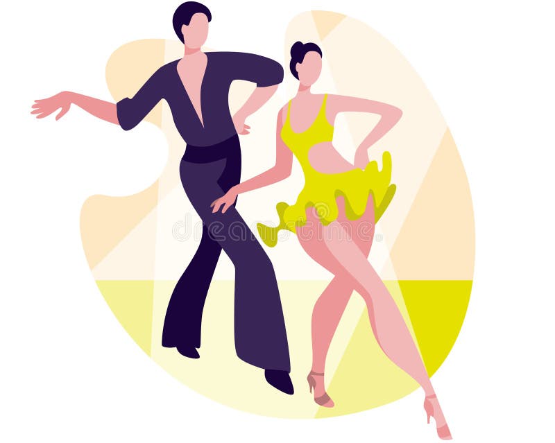 Hermosa Pareja Bailando Danza Latinoamericana Cha-cha-cha Ilustración del  Vector - Ilustración de hermoso, mujer: 165023432