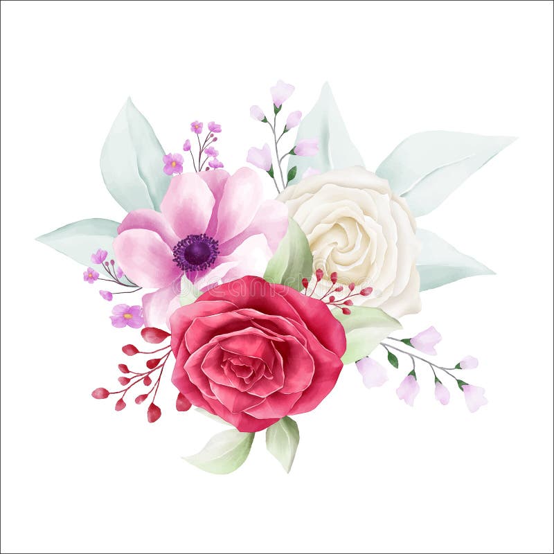 Hermosas flores ramo para elementos de boda o de tarjetas. Vector totalmente editable para la composición de bodas o tarjetas de ilustración del vector