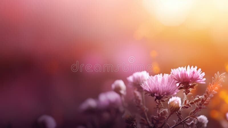 Hermosas flores rosas en la luz del atardecer. creado con la ayuda de herramientas de ai generativas.