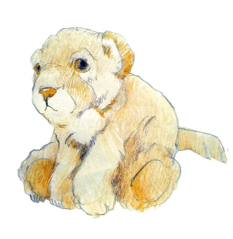 Hermoso tigre pelirrojo pequeño con una cola se sienta stock de ilustración