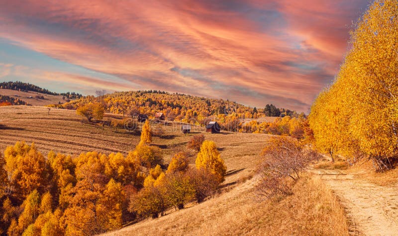 beautiful autumn landscapes in the Romanian mountains, Fantanele village area, Sibiu county, Cindrel mountains, Romania. beautiful autumn landscapes in the Romanian mountains, Fantanele village area, Sibiu county, Cindrel mountains, Romania