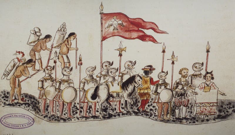 Hernan Cortes przyjeżdża Tenochtitlan Codex Azcatitlan