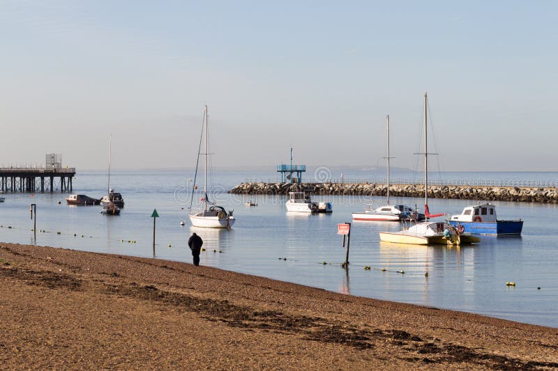 Herne Bay Harbor stock photo. Image of pink, serene, seascape 36202764