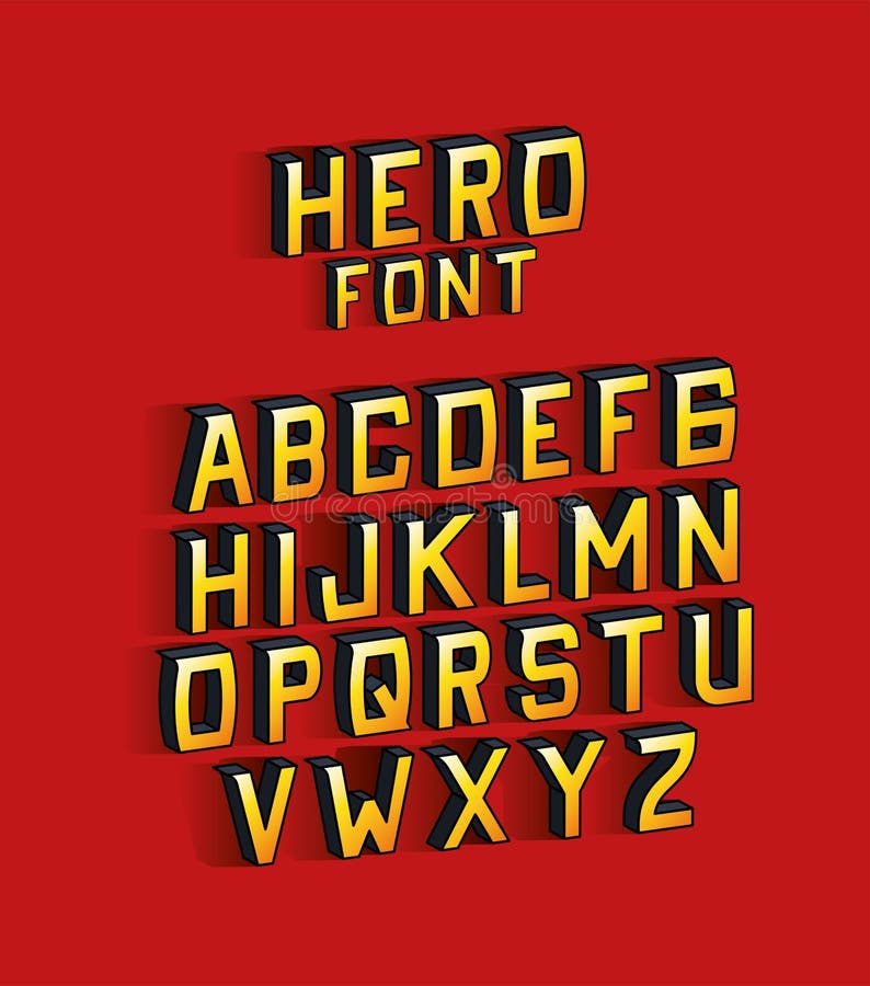 Hero Font Fonts Gradient Sans Serif Alphabet Letters Calligraphy Letter