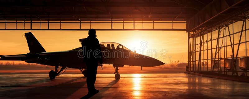 Hero of the Skies Military Fighter Jet Pilot beside His Parked Plane at