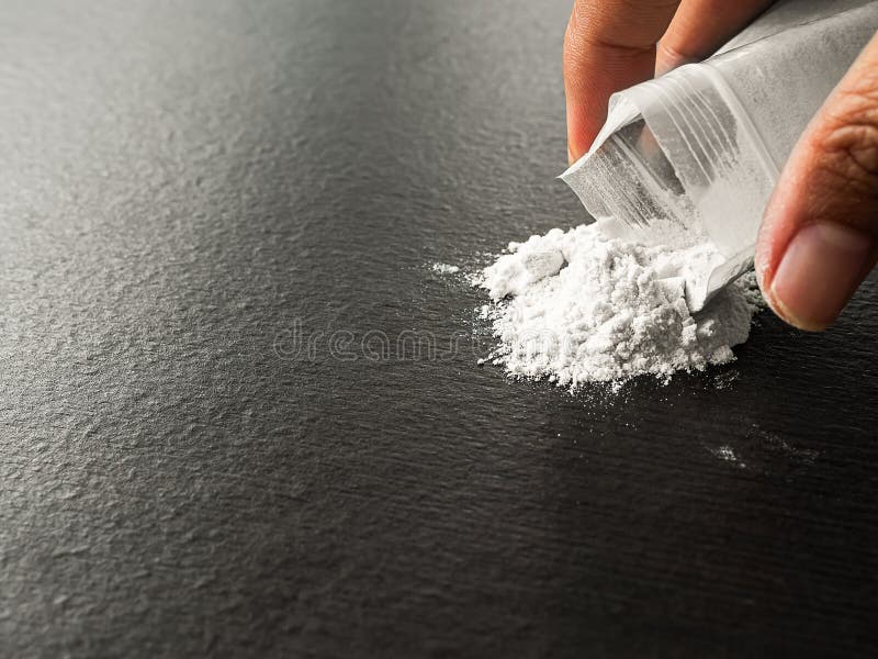 Criminal Concept Cocain Powder Black Table Cocaine Drug Powder