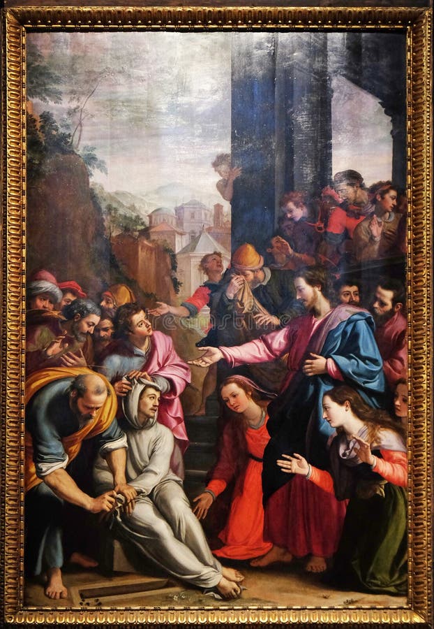 Heropleving van Lazarus door Santi di Tito, Santa Maria Novella-kerk in Florence