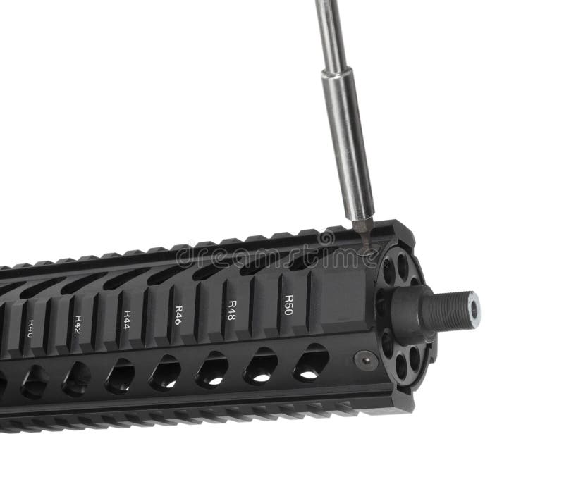 Herramienta Aflojando El Guardaespaldas En Un Ar15 Imagen de archivo