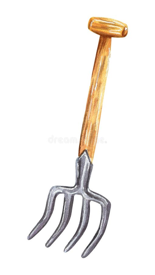 Herramienta que cultiva un huerto, bieldo metálico, ejemplo exhausto de la acuarela de la mano stock de ilustración Herramienta que cultiva un huerto, bieldo metálico, ejemplo exhausto de la acuarela de la mano stock de ilustración